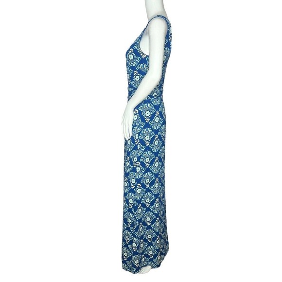 Boden Women’s Maxi Dress Blue White Floral Flowers Jersey‎ Knit Sleeveless 6R - Picture 3 of 10